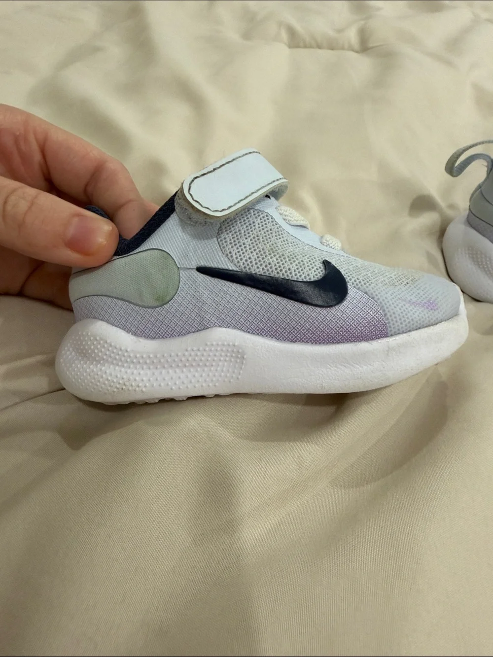 Nike Kids Gray and Navy Velcro Athletic Sneakers
